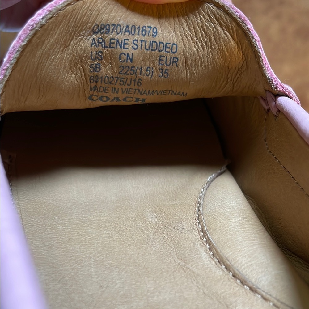 Coach Arlene Studded Leather Driving Moccasin Loafers Sz 5 B Pink - Picture 6 of 7